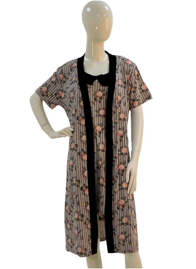JOANNA JOANNA Women's Floral Design Short Sleeve Robe & Cami 2 Pieces Set  Sleepwear with Removable Waist Belt, Light Rose  - Image 2