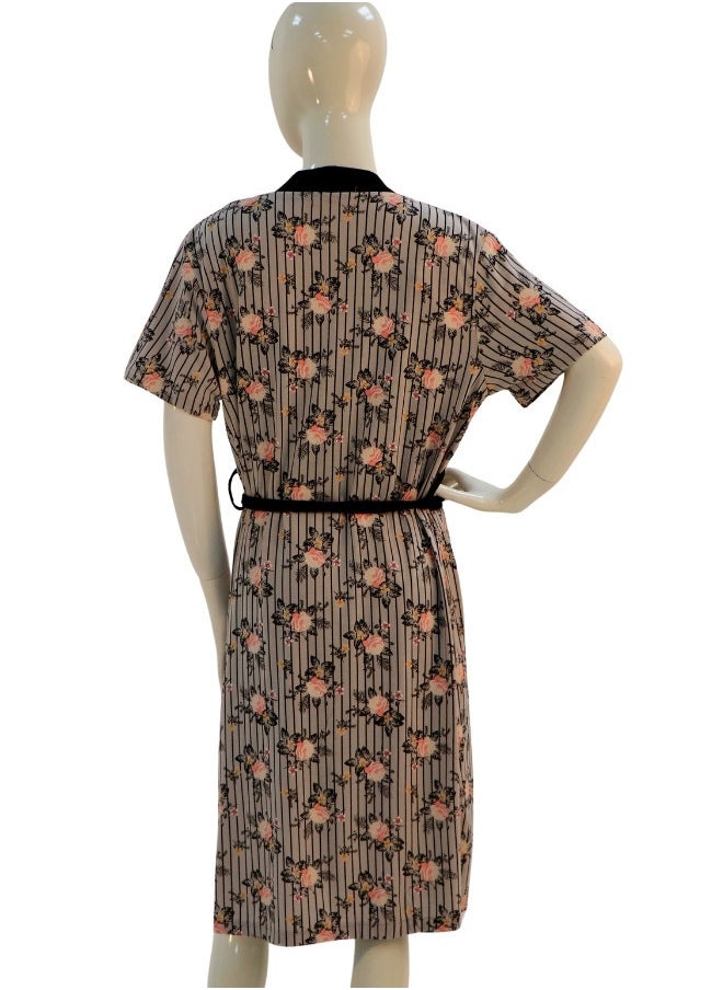JOANNA JOANNA Women's Floral Design Short Sleeve Robe & Cami 2 Pieces Set  Sleepwear with Removable Waist Belt, Light Rose  - Image 3