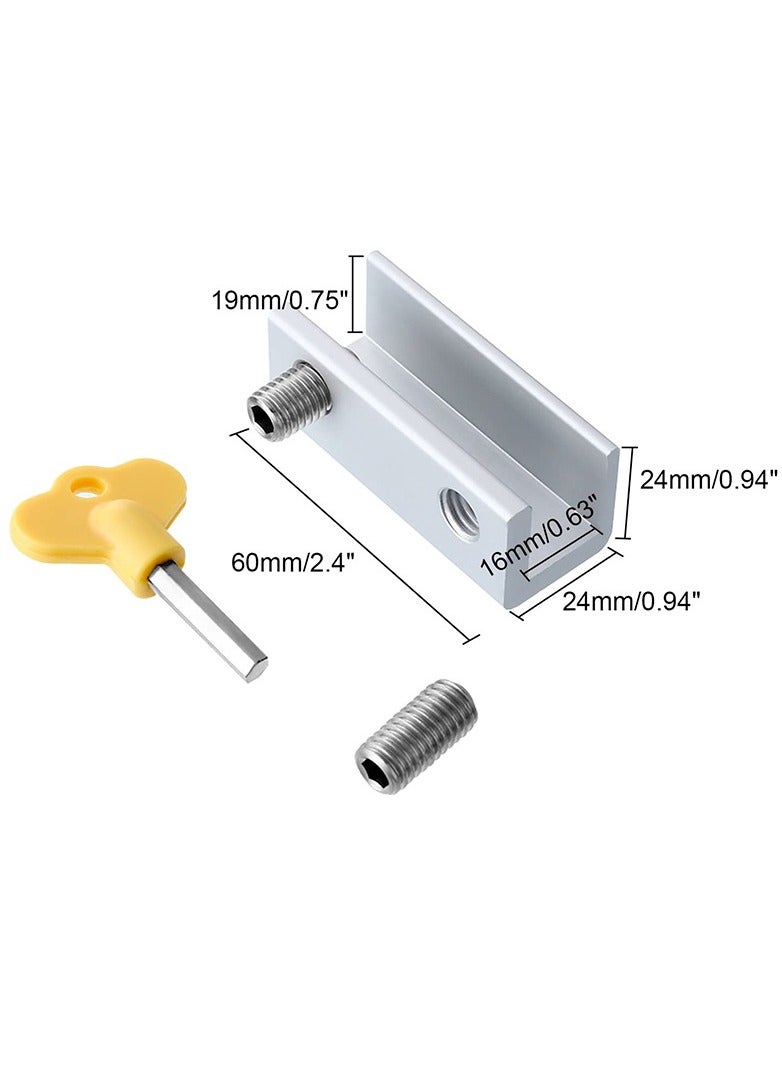 Pack Of 4 Sliding Window Lock With Security Lock Silver/Yellow 2.4 x 0.94 x 0.94inch  - Image 3