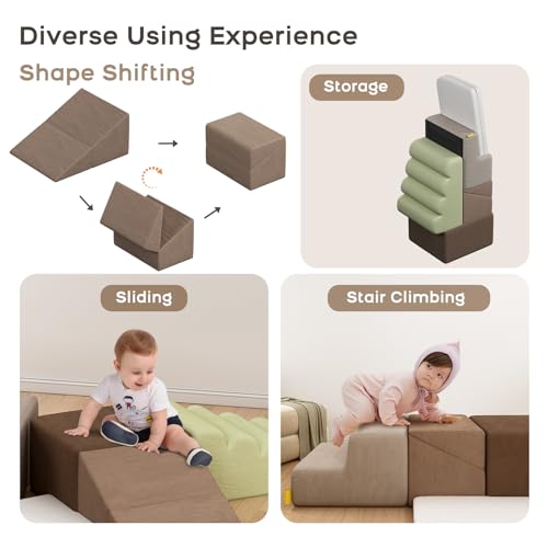 BanaSuper 6Piece Kids Climbing Foam Blocks Playset Soft Indoor Activity Toys for Toddlers Gross Motor Development and Coordination Grey - Image 5