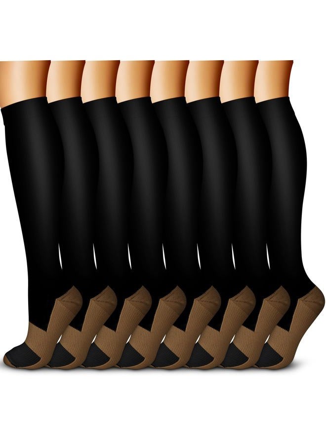 QUXIANG Copper Compression Socks for Women & Men Circulation (8 Pairs) - Best for Running Athletic Cycling - 15-20 mmHg (L/XL,Multi 17) - Image 1