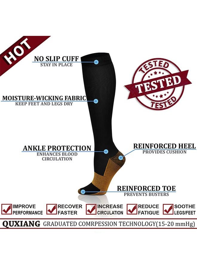 QUXIANG Copper Compression Socks for Women & Men Circulation (8 Pairs) - Best for Running Athletic Cycling - 15-20 mmHg (L/XL,Multi 17) - Image 3