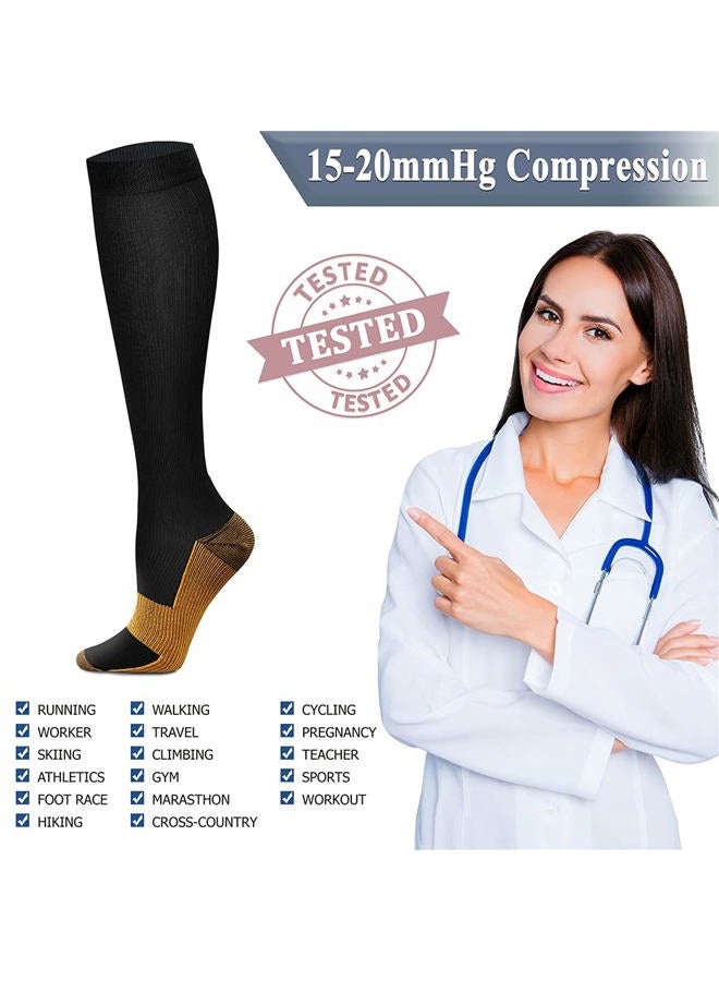 QUXIANG Copper Compression Socks for Women & Men Circulation (8 Pairs) - Best for Running Athletic Cycling - 15-20 mmHg (L/XL,Multi 17) - Image 5
