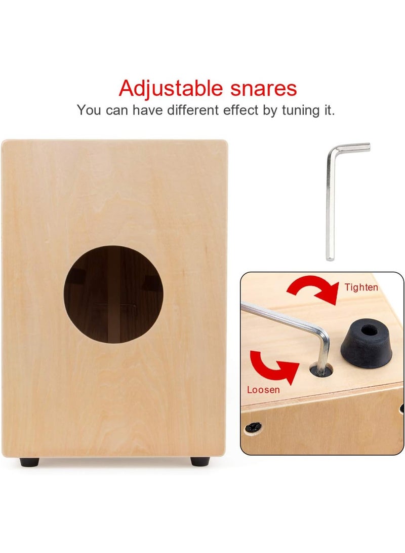 GOGOGO Cajon Box Drum Wooden Percussion Box with Internal Adjustable Snares Birch Wood Compact (10 * 10 * 14 inch) - Image 2