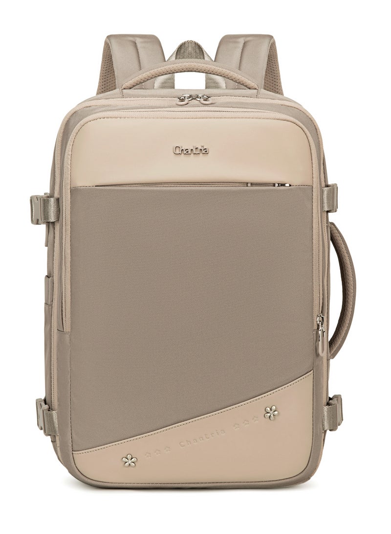Chantria Premium Lightweight Laptop backpack for Women Water Resistant Multifunctional Anti-Theft Daypack with 180° Opening and Built in USB Port, CB00641-Khaki - Image 2