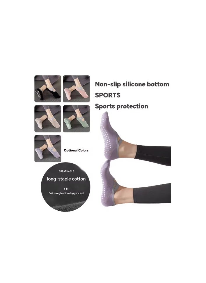 OASIS-TH 5 Pairs Yoga Socks for Women Nylon Pure Cotton Non slip Section Bandage Sports Ballet Dance Sock Moisture Absorption Perspiration  - Image 3