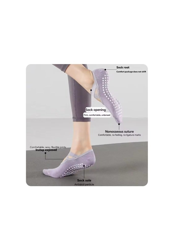 OASIS-TH 5 Pairs Yoga Socks for Women Nylon Pure Cotton Non slip Section Bandage Sports Ballet Dance Sock Moisture Absorption Perspiration  - Image 4