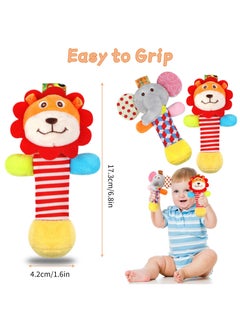 Generic Soft Baby Rattles, 2 Pack Plush Animal Rattle Toys for Babies 0-6 Months, First Baby Sensory Toy with Sound for 0 3 6 Month Infant Gift  - Image 4