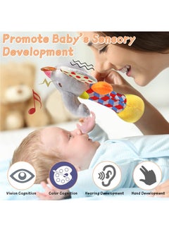 Generic Soft Baby Rattles, 2 Pack Plush Animal Rattle Toys for Babies 0-6 Months, First Baby Sensory Toy with Sound for 0 3 6 Month Infant Gift  - Image 5