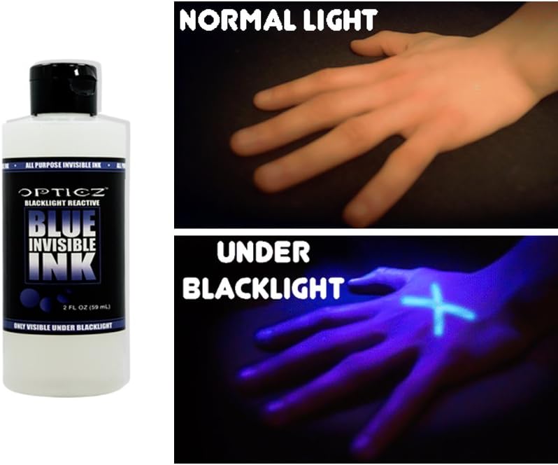 Opticz All Purpose Invisible Blue UV Blacklight Reactive Security Ink (2 Ounce Bottle) - Image 1