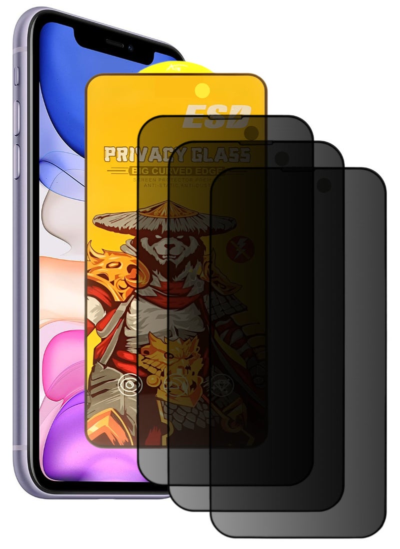 ESD 3 Pieces Tempered Dustproof Privacy Glass Screen Protector Compatible For iPhone 11 - Image 1