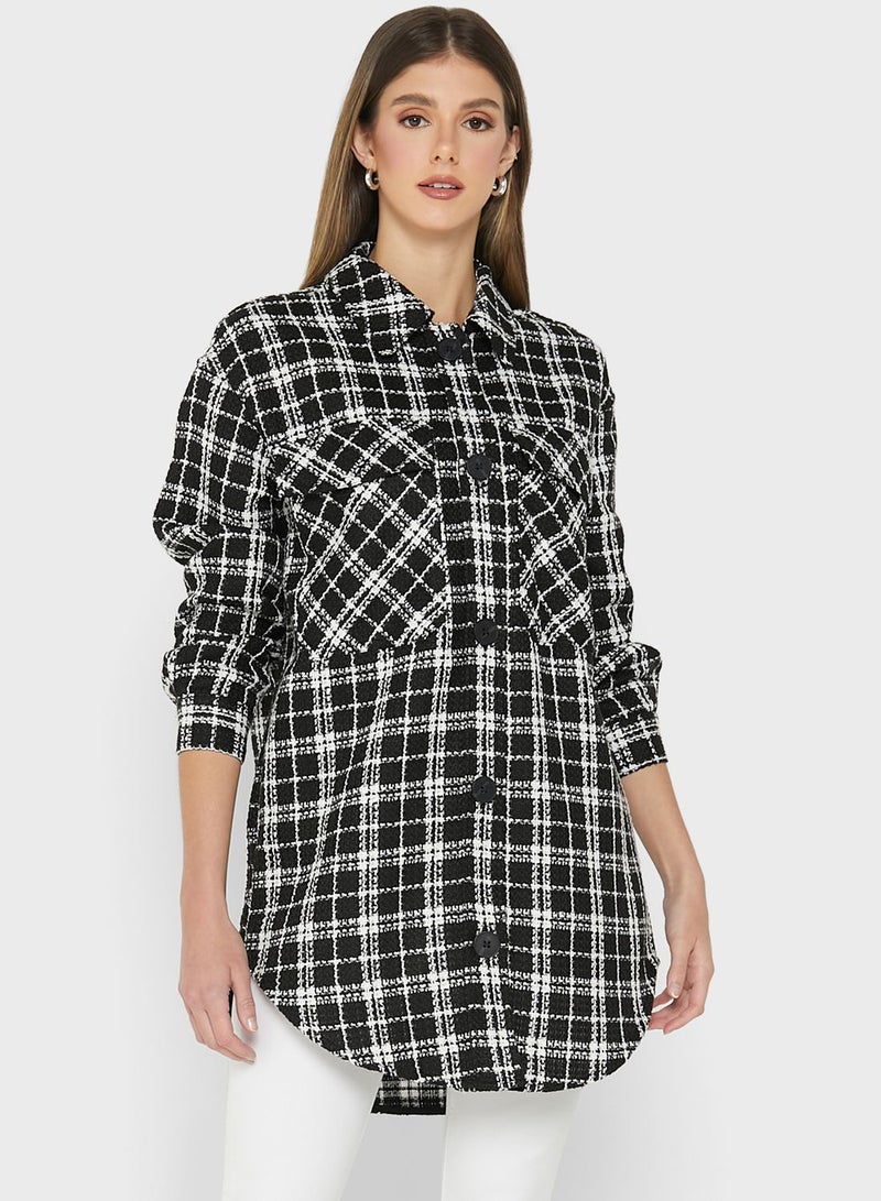 VERO MODA Checkered Longline Shirt  - Image 1