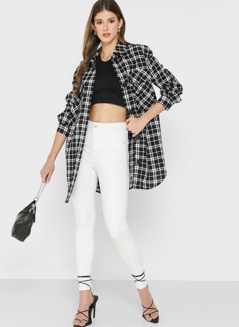 VERO MODA Checkered Longline Shirt  - Image 4