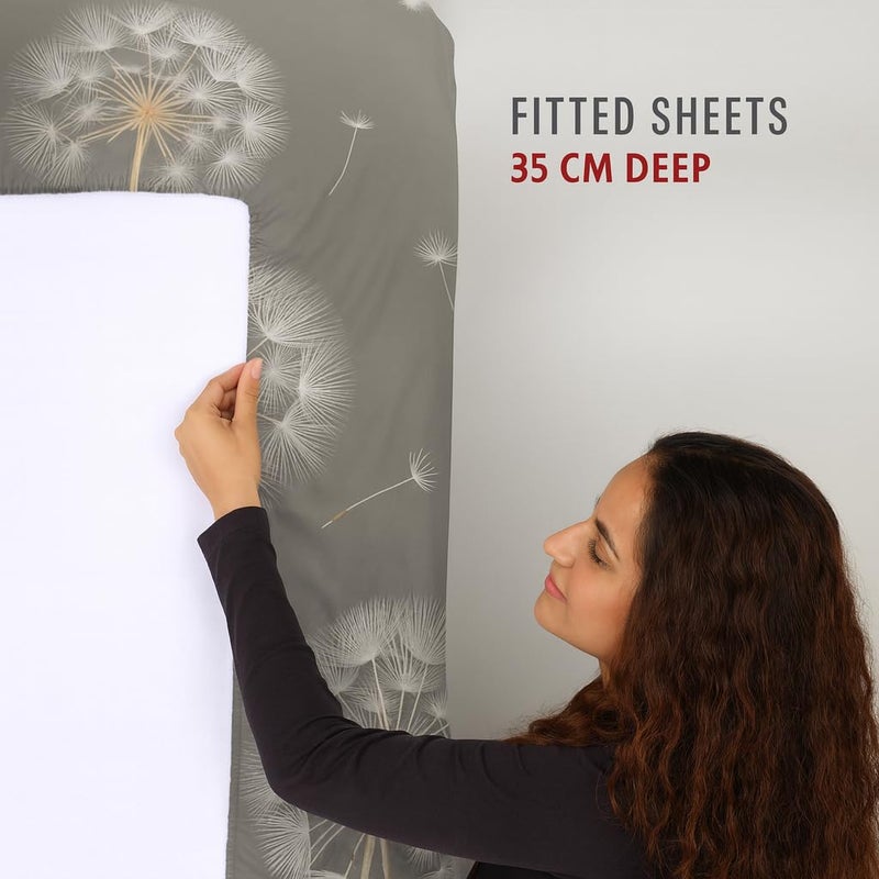 Amali  4 Pieces Bedsheet Set Single Size (120 x 200+35cm) Including 1 Duvet Cover 1 Fitted Sheet 1 Oxford & 1 Standard Pillowcases Durable & Long Lasting Quality - Image 4