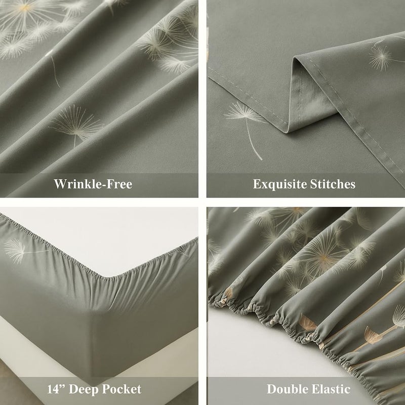 Amali  4 Pieces Bedsheet Set Single Size (120 x 200+35cm) Including 1 Duvet Cover 1 Fitted Sheet 1 Oxford & 1 Standard Pillowcases Durable & Long Lasting Quality - Image 3