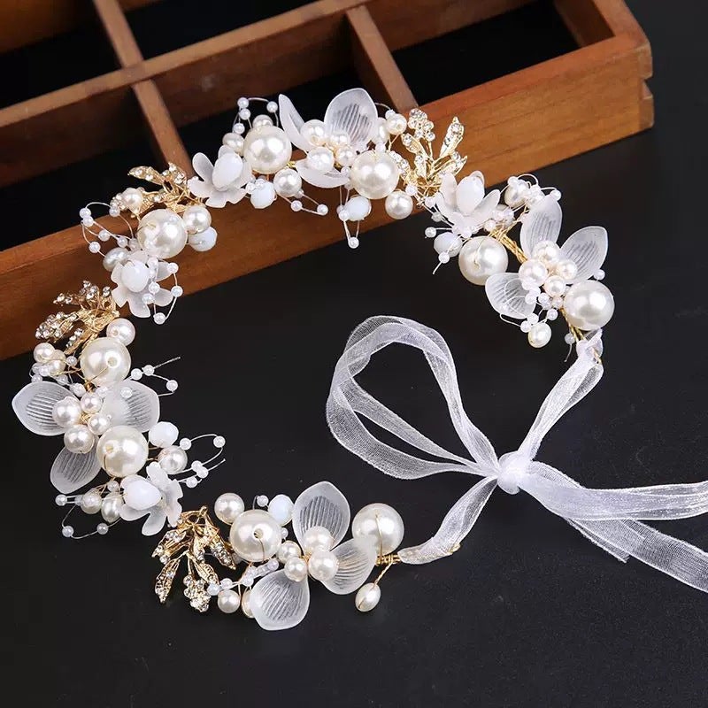 Flower Girl Headpiece - Korean Style Fairy Princess Crown with Pearl Accents - Image 5