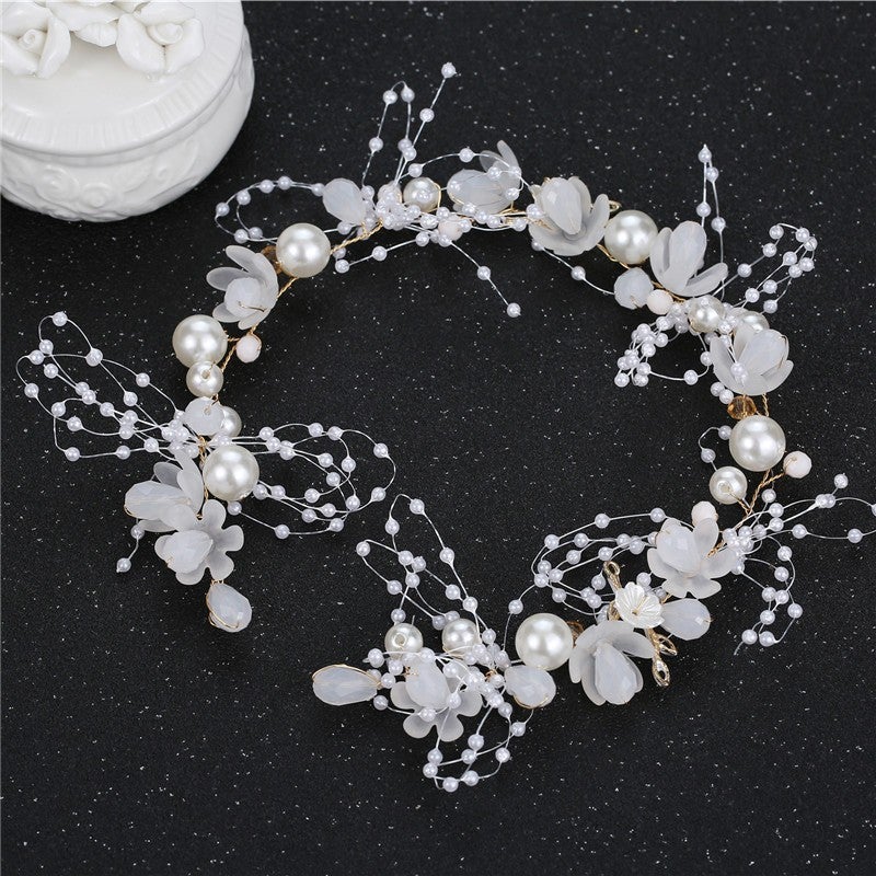 Flower Girl Headpiece - Korean Style Fairy Princess Crown with Pearl Accents - Image 3
