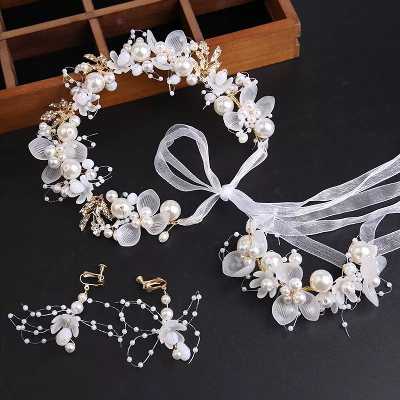 Flower Girl Headpiece - Korean Style Fairy Princess Crown with Pearl Accents - Image 4