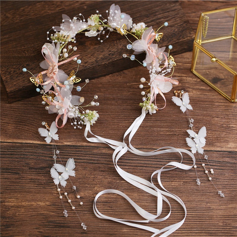 Flower Girl Headpiece - Korean Style Fairy Princess Crown with Pearl Accents - Image 2