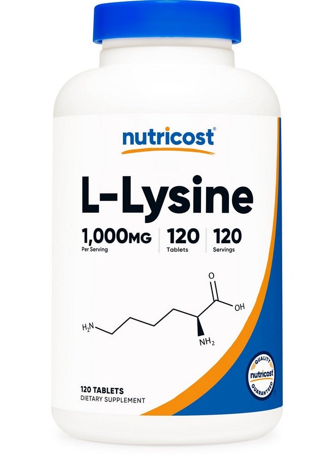 Nutricost L-Lysine 1000mg, 120 Tablets - Gluten Free, Non-GMO, and Vegetarian Friendly - Image 1