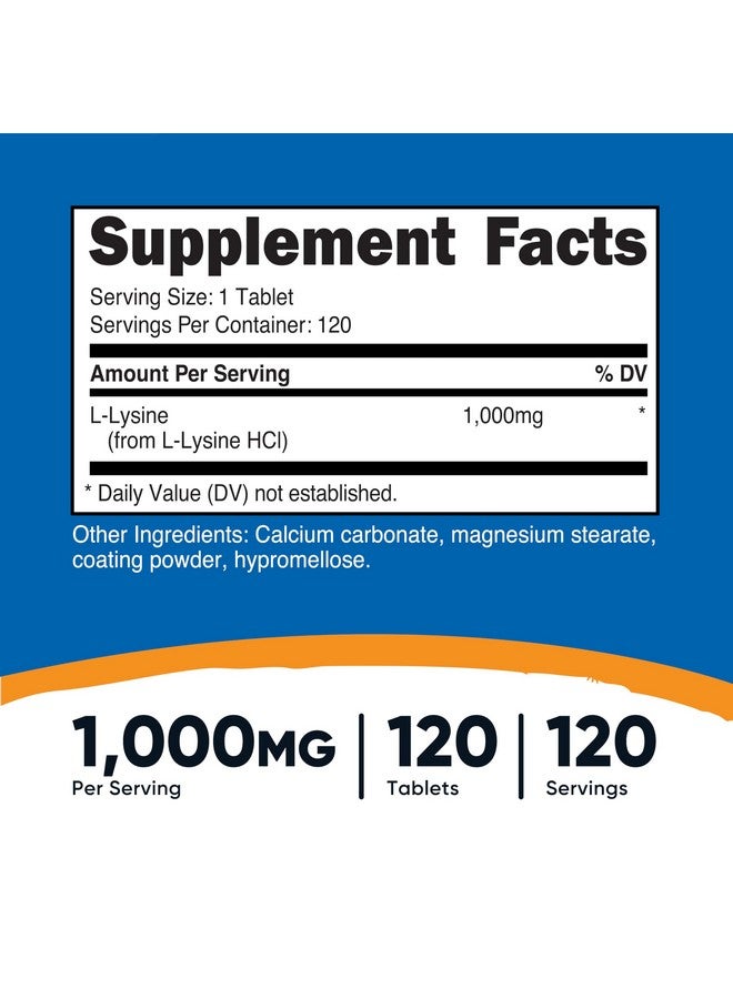 Nutricost L-Lysine 1000mg, 120 Tablets - Gluten Free, Non-GMO, and Vegetarian Friendly - Image 2