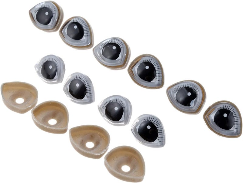 dophee Eyelash Plastic Doll Eyes Plastic Safety Eyes with Matching Washers Doll Making Craft Eyes for Teddy Bear Doll Puppet Plush Stuffed Crochet Animals Crafts Making 20Pack 26x31mm Grey - Image 2