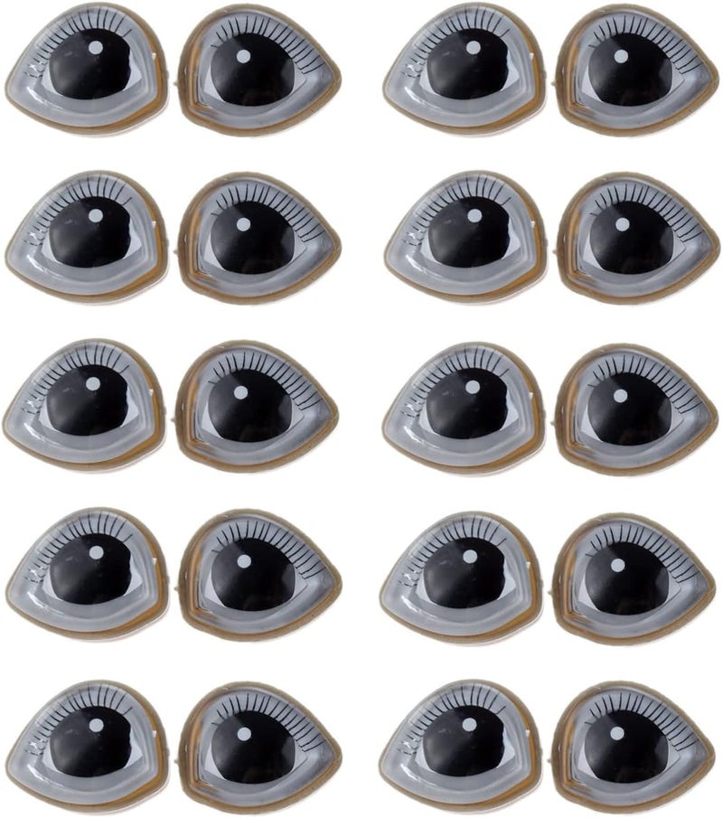 dophee Eyelash Plastic Doll Eyes Plastic Safety Eyes with Matching Washers Doll Making Craft Eyes for Teddy Bear Doll Puppet Plush Stuffed Crochet Animals Crafts Making 20Pack 26x31mm Grey - Image 1