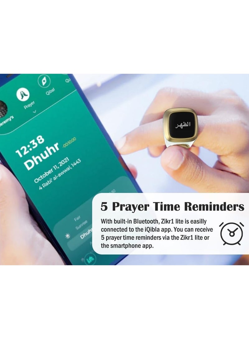 BSTWSH Zikr Ring Smart Ring with Vibration Reminder Tasbih Counter and Bluetooth Connection for Exclusive IQIBLA App and 5 Daily Prayer Reminders, 22 mm  - Image 3