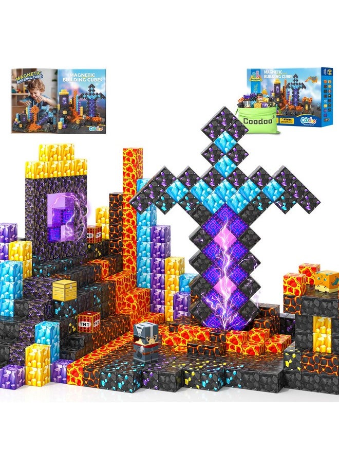 Coodoo Magnetic Blocks - Build Mine Magnet World Magic Sword Portal Set, Building Toys Magnetic Tiles for Kids 3+, Classroom Must Haves Sensory Toddlers Toys Kids Games Gift for Boys & Girls 3-5 5-7  - Image 1