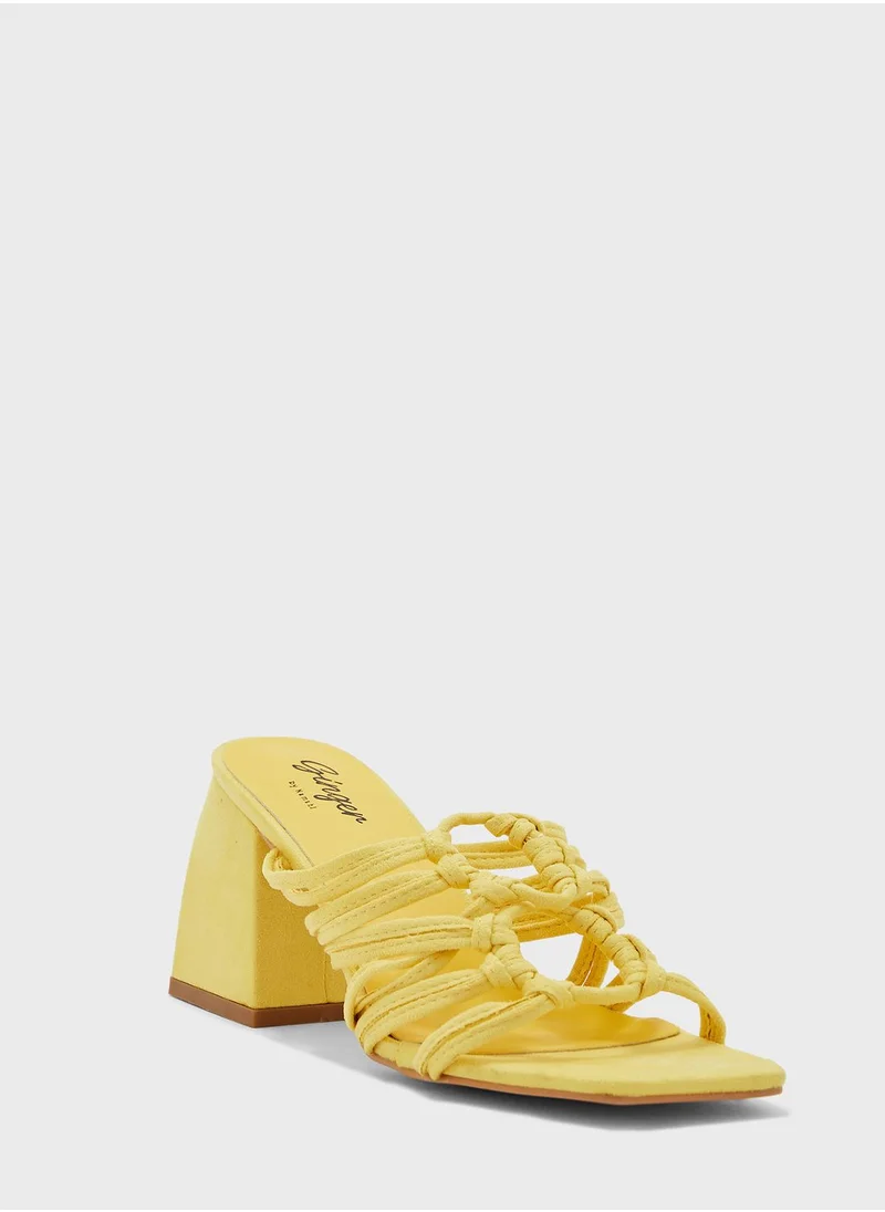 جينجر Multiple Strap Block Heel Sandals