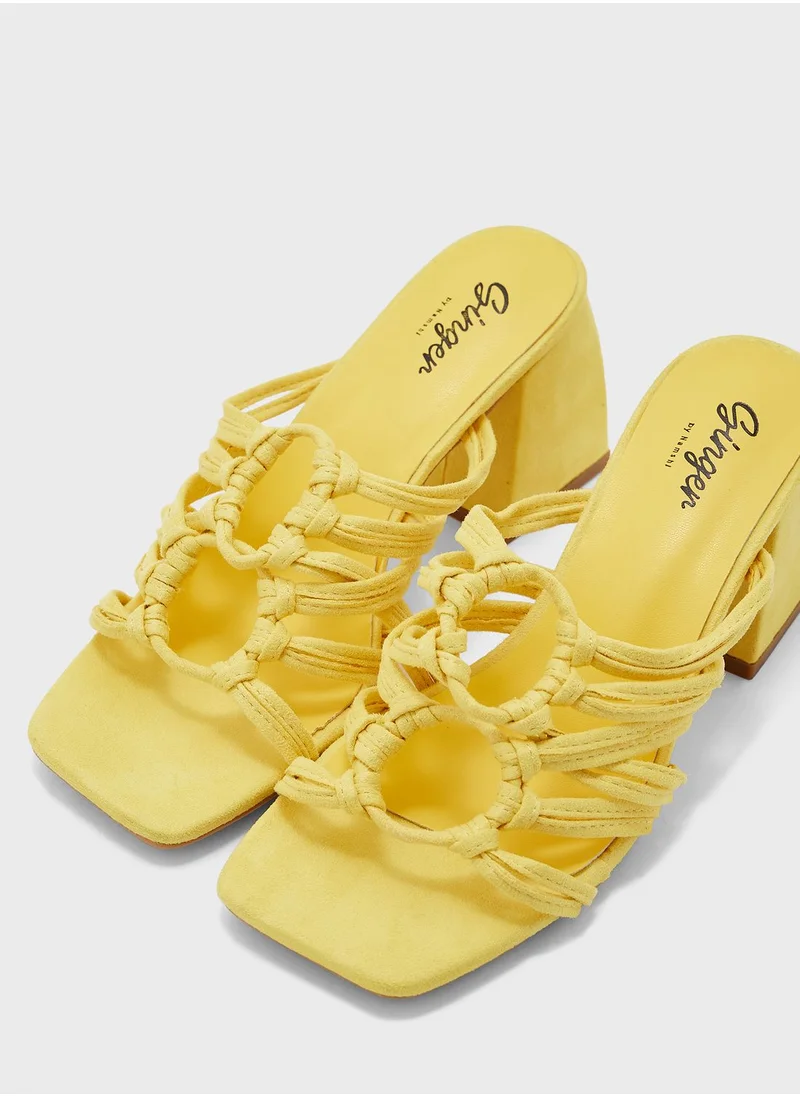 جينجر Multiple Strap Block Heel Sandals