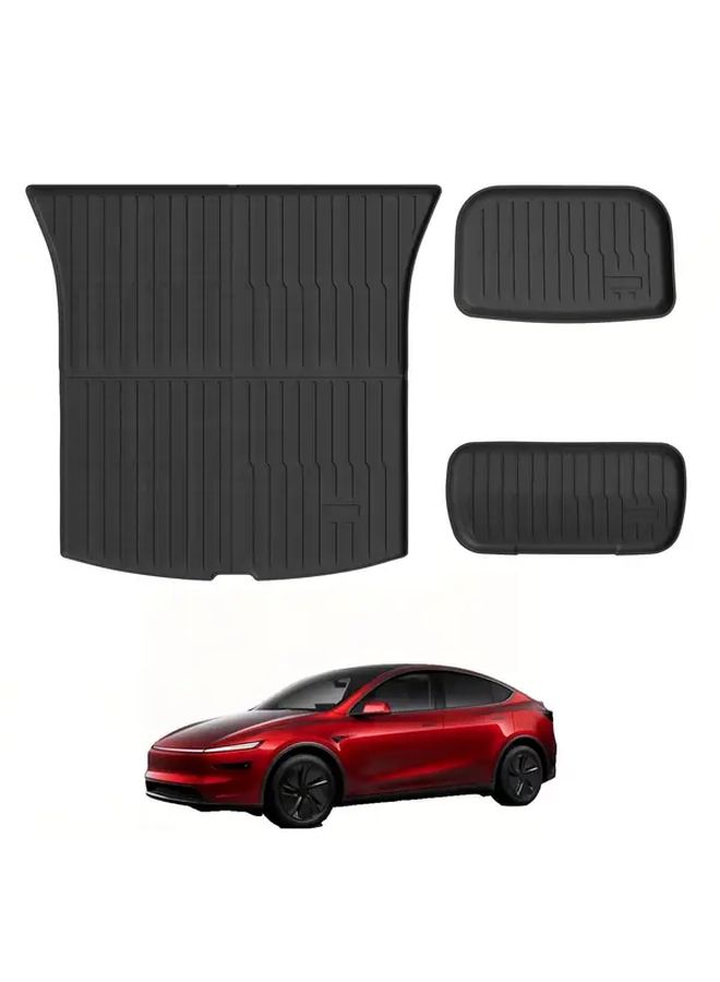 3 Pcs Rear Cargo Mat For Tesla Model Y 2025 2026 Trunk Liner Durable TPE Material Non Slip Design Easy Installation Protects Against Spills And Scratches Vehicle Interior Upgrade - Image 1