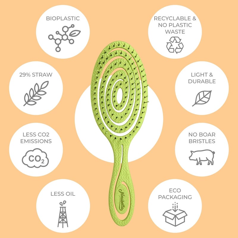 Ninabella Organic Detangle Hair Brush for Women, Men & Children - Does not Pull the Hair - Hair Straightening Brushes for Curly, Straight & Wet Hair - Unique Spiral Hairbrush - Image 4