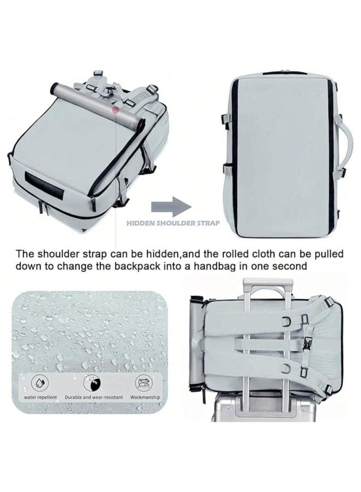 Taizz Ventures Travel Backpack with Shoe Compartment & Charging Port â€“ Lightweight, Waterproof, Large Capacity 17" Laptop Bag for Travel,Hiking, Work, Fitness, and Daily Use - Grey - Image 3