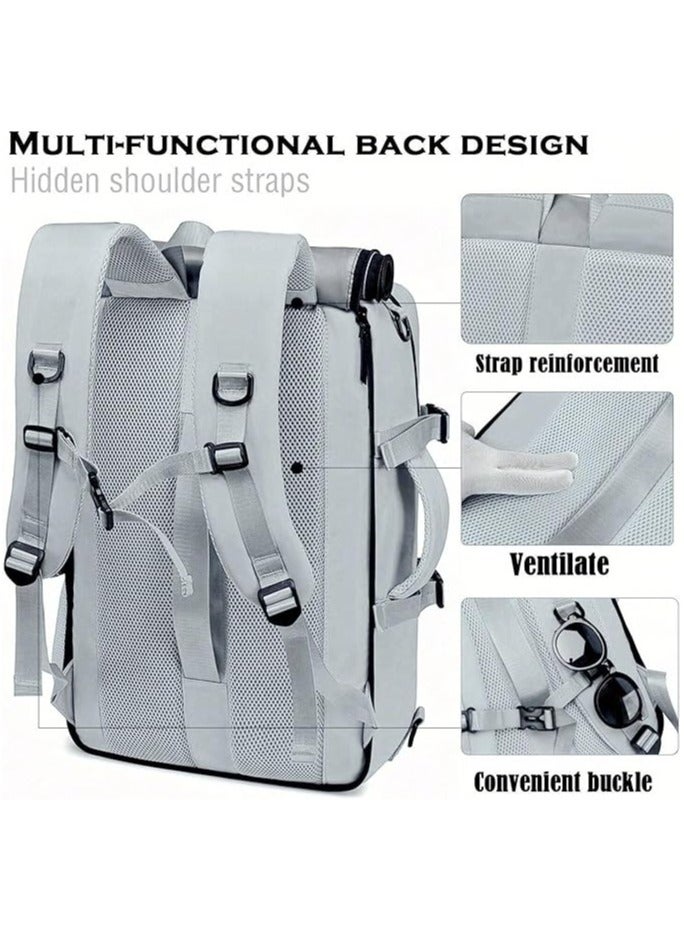 Taizz Ventures Travel Backpack with Shoe Compartment & Charging Port â€“ Lightweight, Waterproof, Large Capacity 17" Laptop Bag for Travel,Hiking, Work, Fitness, and Daily Use - Grey - Image 5