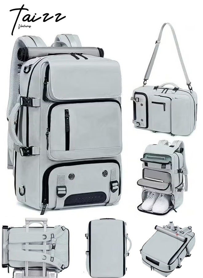 Taizz Ventures Travel Backpack with Shoe Compartment & Charging Port â€“ Lightweight, Waterproof, Large Capacity 17" Laptop Bag for Travel,Hiking, Work, Fitness, and Daily Use - Grey - Image 1