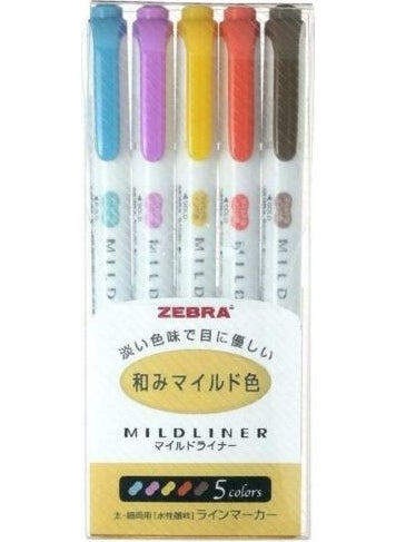 ZEBRA 5c-Hc Mildliner Highlighter Pen 5 Pack 