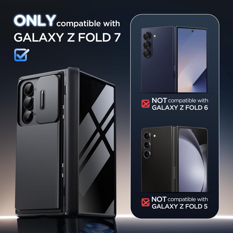 TONGATE محفظة TONGATE لحافظة Z Fold 7 مع واقي شاشة خصوصية، [حامل 4 بطاقات][مضاد للتجسس] مع حامل كبير مدمج وغطاء كاميرا منزلق Z7 حافظة هاتف مضادة للصدمات لجهاز Samsung Galaxy Z Fold 7 2025 8"، أسود - Image 2