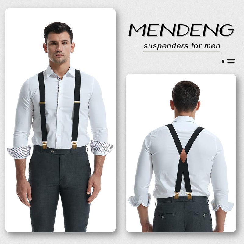 MENDENG Store Suspenders for Men Heavy Duty Swivel Hooks Retro X-Back Adjustable Brace - Image 5