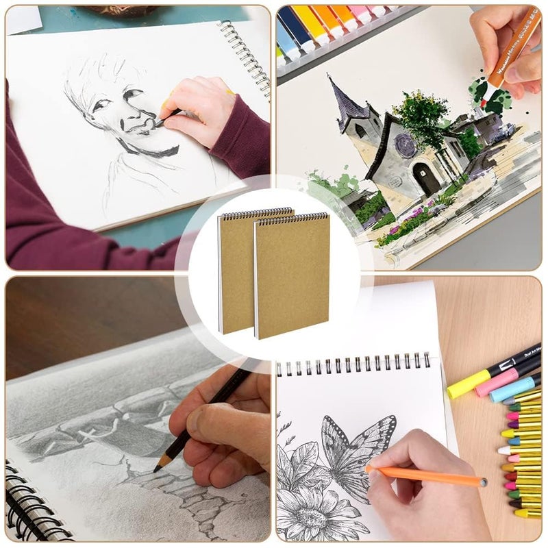 ARTISTERY Drawing Pad,A5 Spiral Bound Sketchbook, 140gsm Drawing Paper,Wire Bound, Spiral, Drawing, Sketching, Acid-Free Paper, Dry Media, Mandala Art, Graphite, Charcoal,50 PGS/ 25 Sheets  - Image 5