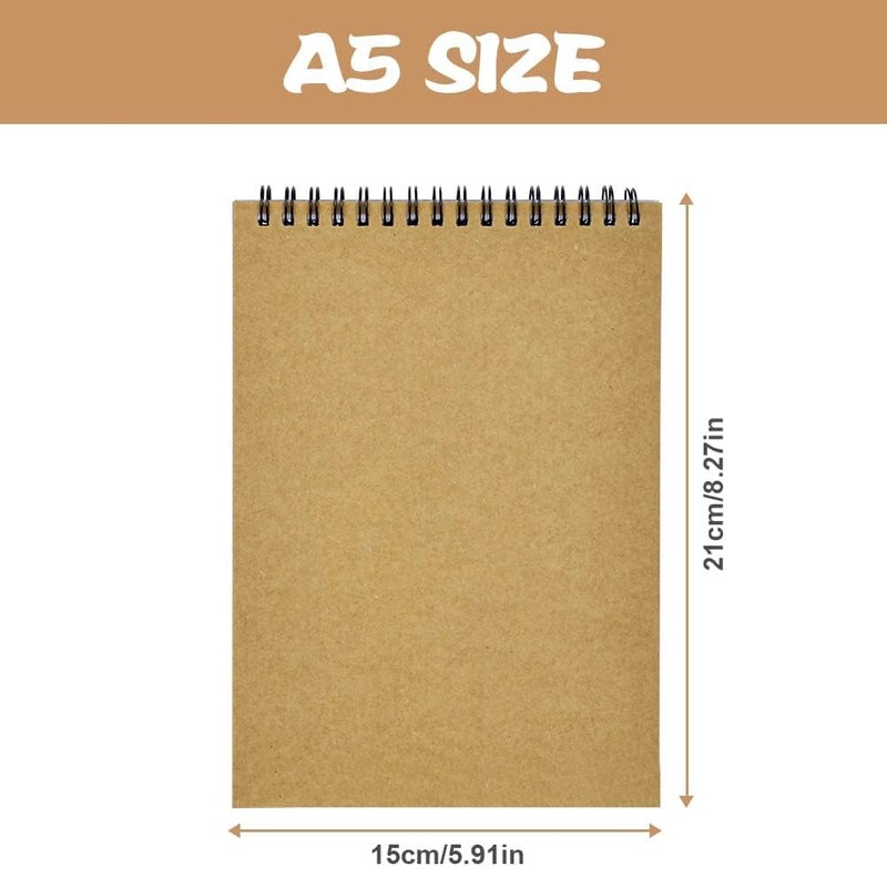 ARTISTERY Drawing Pad,A5 Spiral Bound Sketchbook, 140gsm Drawing Paper,Wire Bound, Spiral, Drawing, Sketching, Acid-Free Paper, Dry Media, Mandala Art, Graphite, Charcoal,50 PGS/ 25 Sheets  - Image 2