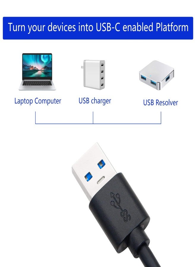 CERRXIAN USB 3.0 Type A Male to USB 3.0 Type C Female Gold Plated Connector Converter Adapter (Black) (15cm) - Image 3