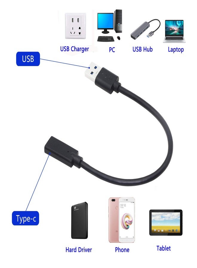 CERRXIAN USB 3.0 Type A Male to USB 3.0 Type C Female Gold Plated Connector Converter Adapter (Black) (15cm) - Image 4