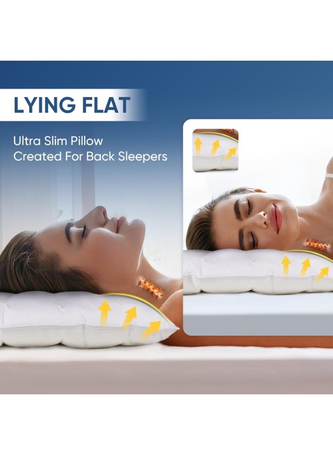 Ultra Flat Pillows for Sleeping Thin, 7D High Support 2.5 inch Height Ultra Thin Pillows,Slim Bed Pillows for Stomach Sleeper,Queen Size -18x30 in - Image 2
