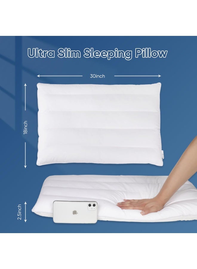 Ultra Flat Pillows for Sleeping Thin, 7D High Support 2.5 inch Height Ultra Thin Pillows,Slim Bed Pillows for Stomach Sleeper,Queen Size -18x30 in - Image 5