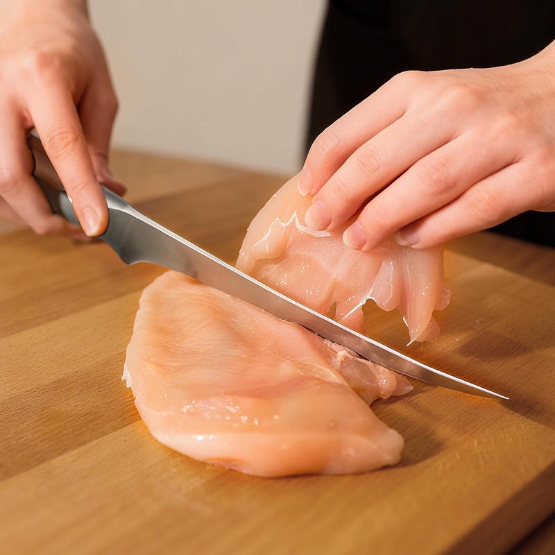 TUO Fillet Knife, 7 Inch Professional Fish Boning Knife for Trimming Meat & Poultry, Flexible Blade, High Carbon German Steel, Ergonomic Handle - Fiery Phoenix Series - Image 4