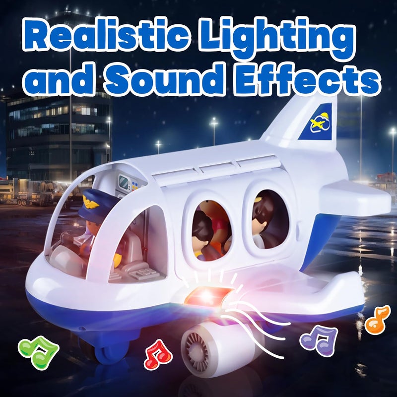 PLAY Airplane Toy for Kids - Toddler Airplane Toys Travel Plane Toys for Kids 2+ Years Old with Small Figures & Baggage Carrier, Musical Toy Airplane with Lights for Boys Girls Gifts Birthday (Blue) - Image 5