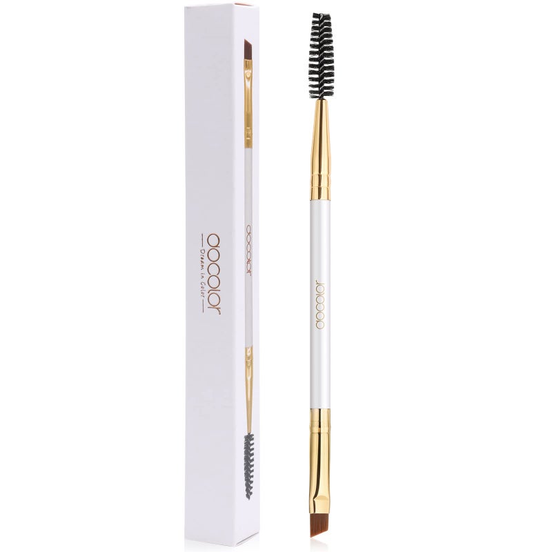 Docolor Eyebrow Brush Duo Eyebrow Spoolie Professional Angled Eye Brow Brush Perfect for Lining and Shaping Brows, Spoolie for Brows or Lashes White - Image 1