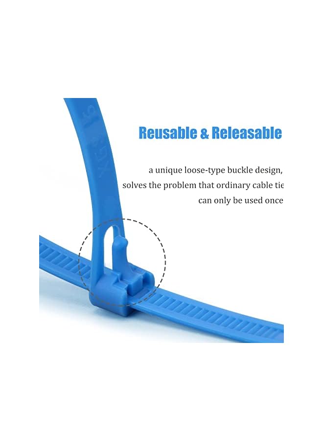 promass 100PCS 12 inch White Releasable Cable Zip Ties Adjustable Wire Cable Ties, Reusable Zip Ties Tie Straps For Multi-Purpose Use Indoor And Outdoor Plastic Tie Wire - Image 3