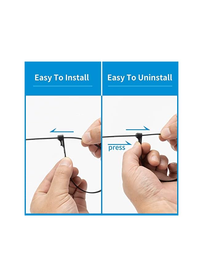 promass 100PCS 12 inch White Releasable Cable Zip Ties Adjustable Wire Cable Ties, Reusable Zip Ties Tie Straps For Multi-Purpose Use Indoor And Outdoor Plastic Tie Wire - Image 5